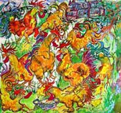 Painting of chickens
