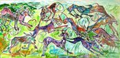 Painting of greyhounds