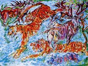 Painting of tigers and stags